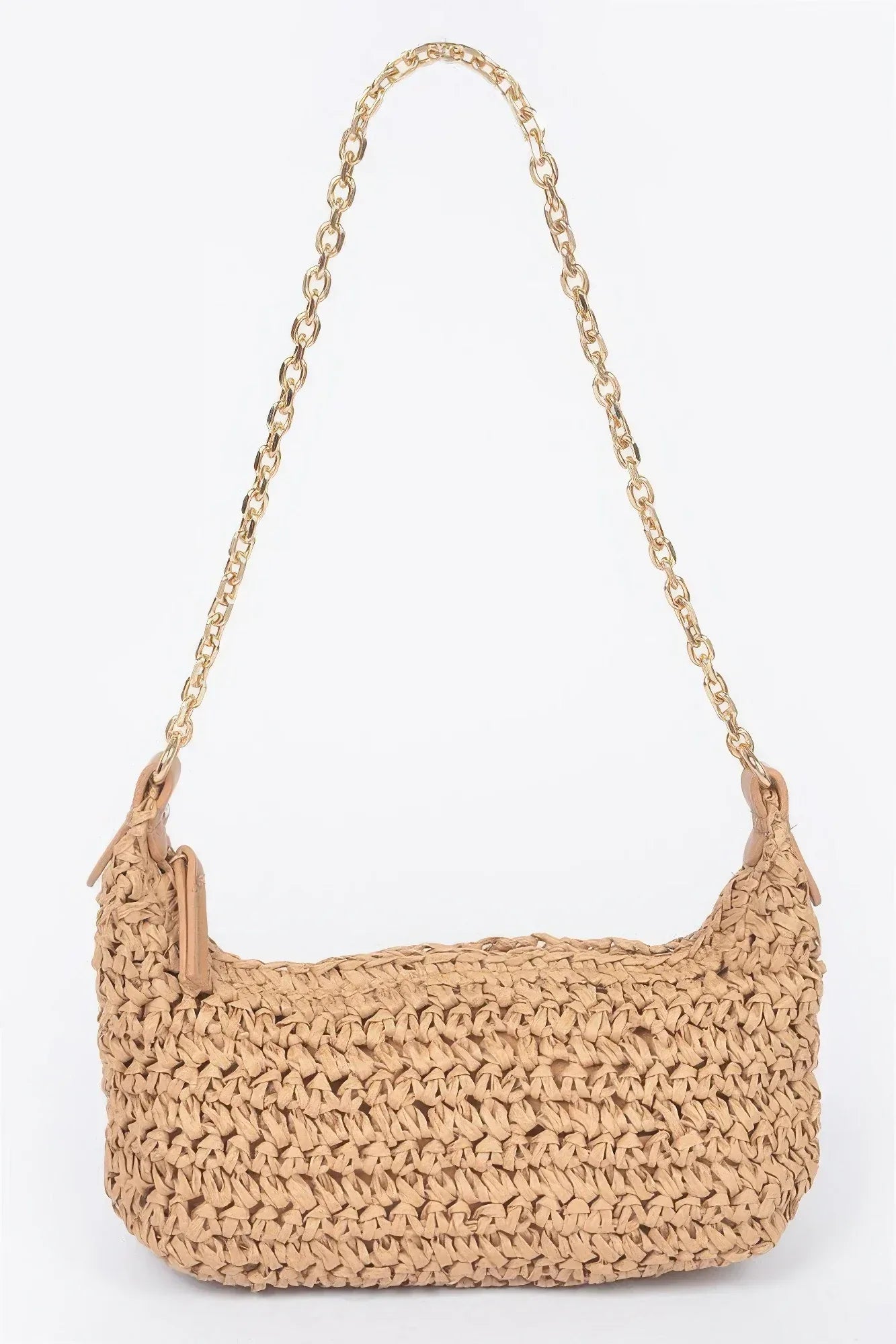 Faux Straw Zip Chain Shoulder Clutch | Mixtshop LLC