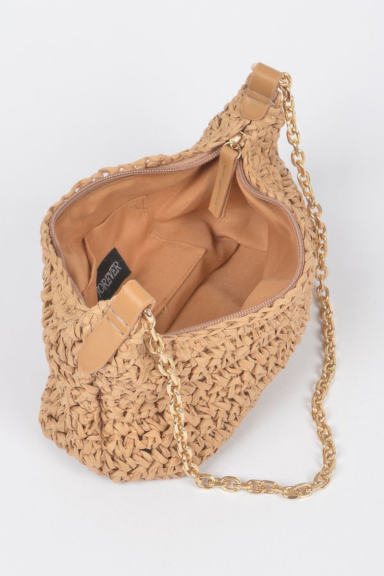 Faux Straw Zip Chain Shoulder Clutch | Mixtshop LLC