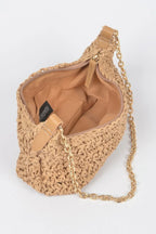 Faux Straw Zip Chain Shoulder Clutch | Mixtshop LLC