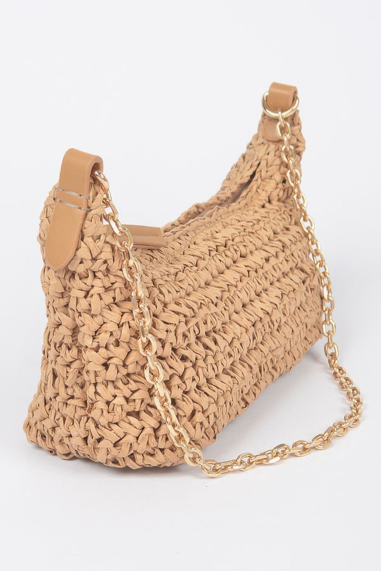 Faux Straw Zip Chain Shoulder Clutch | Mixtshop LLC