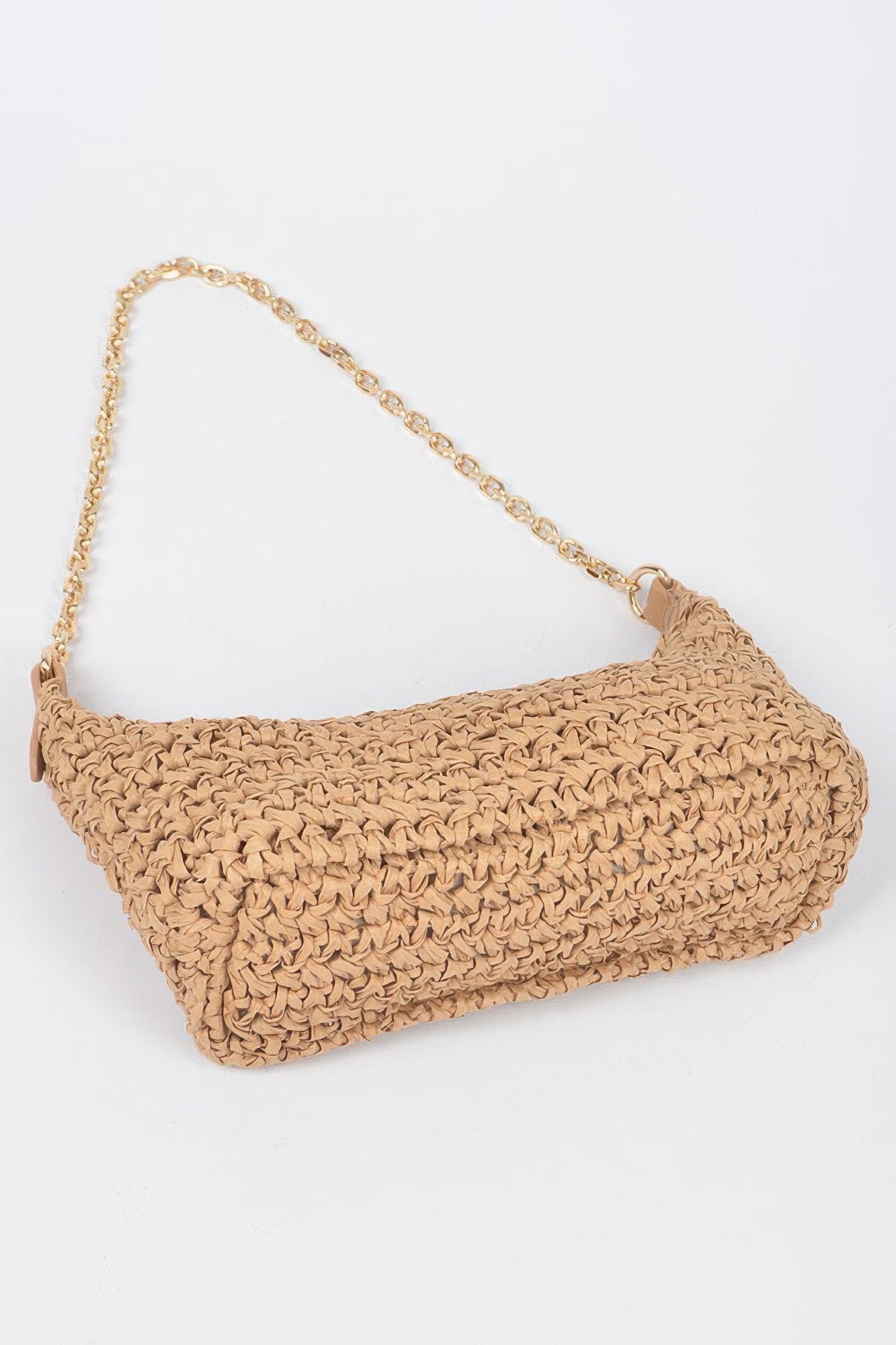 Faux Straw Zip Chain Shoulder Clutch | Mixtshop LLC