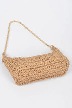 Faux Straw Zip Chain Shoulder Clutch | Mixtshop LLC