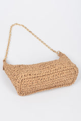 Faux Straw Zip Chain Shoulder Clutch | Mixtshop LLC