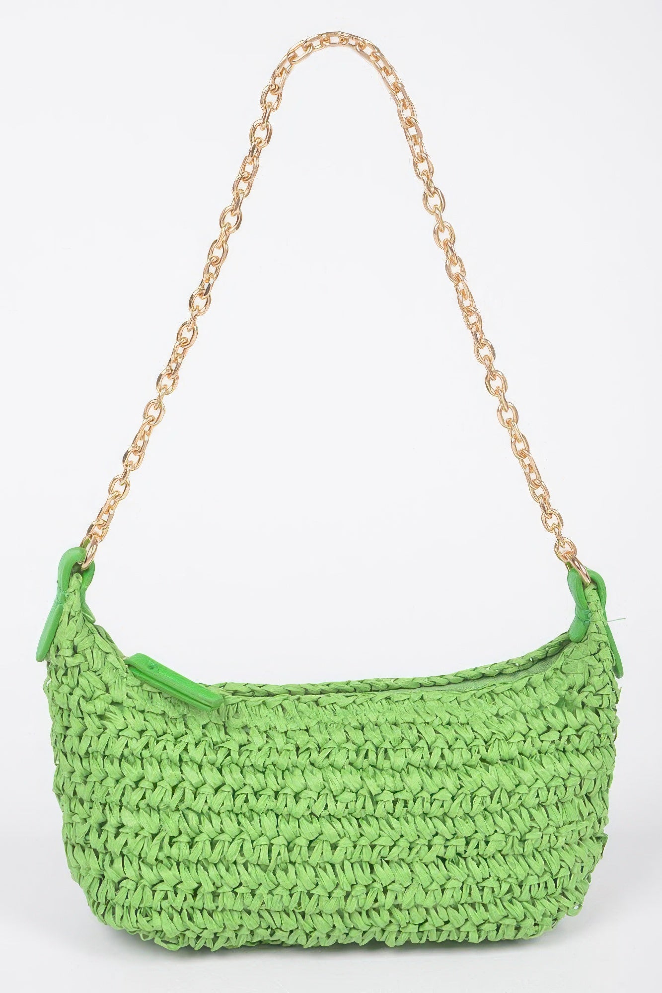 Faux Straw Zip Chain Shoulder Clutch | Mixtshop LLC