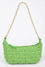 Faux Straw Zip Chain Shoulder Clutch | Mixtshop LLC