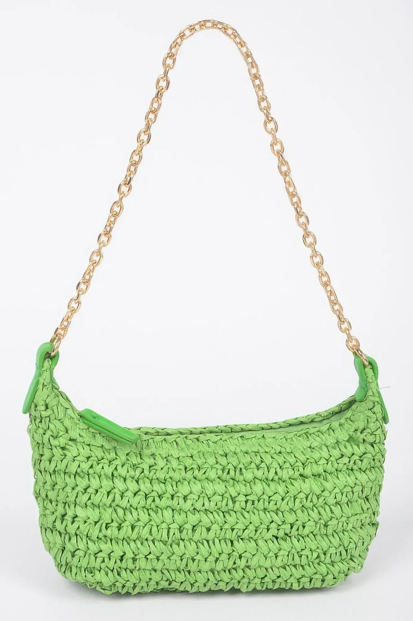 Faux Straw Zip Chain Shoulder Clutch | Mixtshop LLC