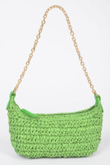 Faux Straw Zip Chain Shoulder Clutch | Mixtshop LLC