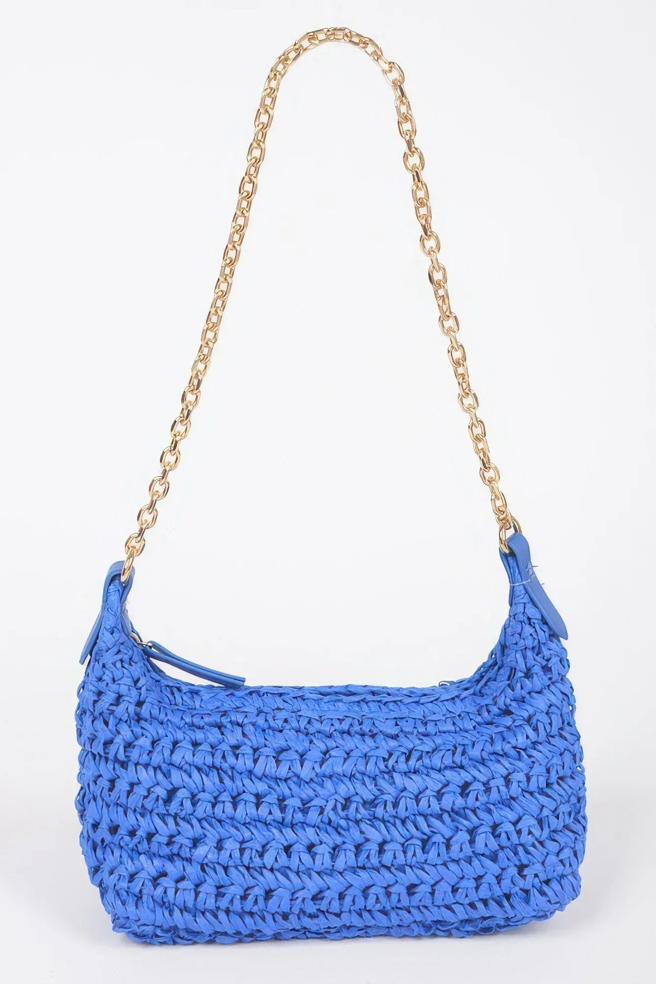 Faux Straw Zip Chain Shoulder Clutch | Mixtshop LLC