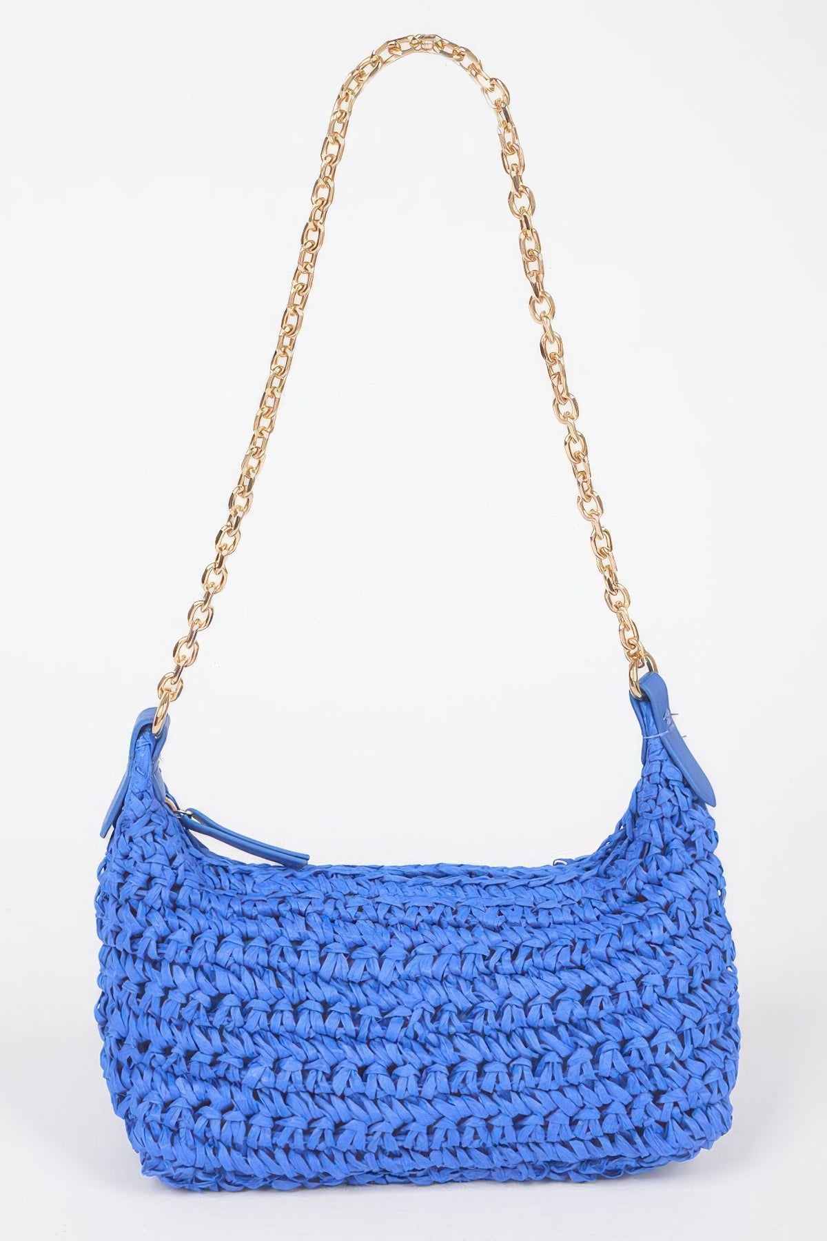 Faux Straw Zip Chain Shoulder Clutch | Mixtshop LLC