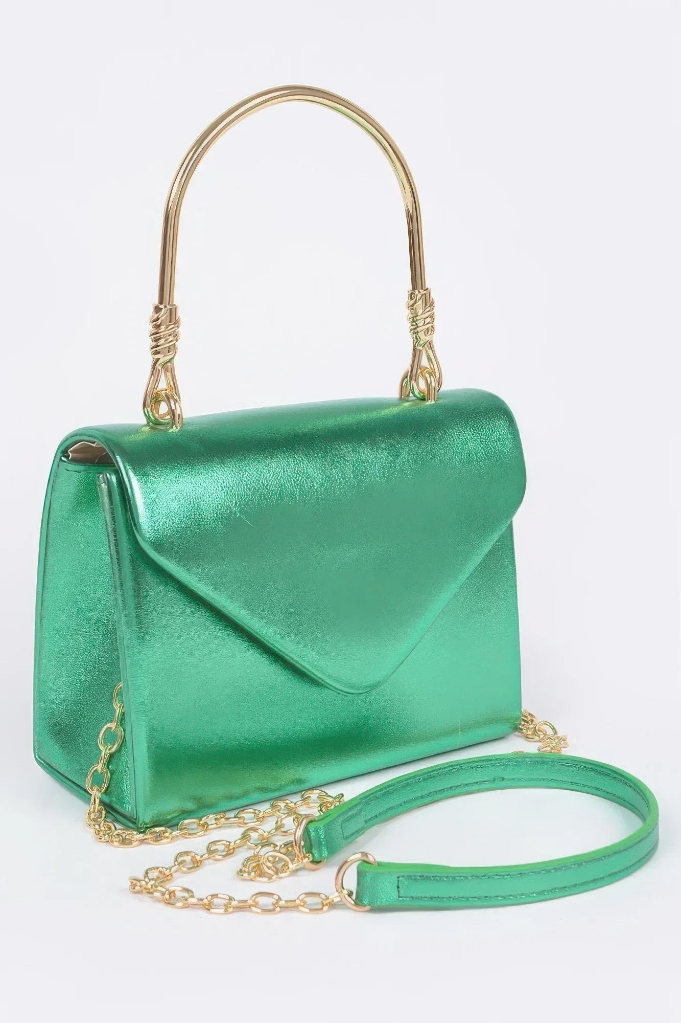 Metallic Metal Handle Crossbody Bag | Mixtshop LLC