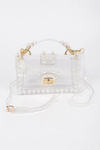 Transparent Single Handle Clutch W/faux Pearl | Mixtshop LLC