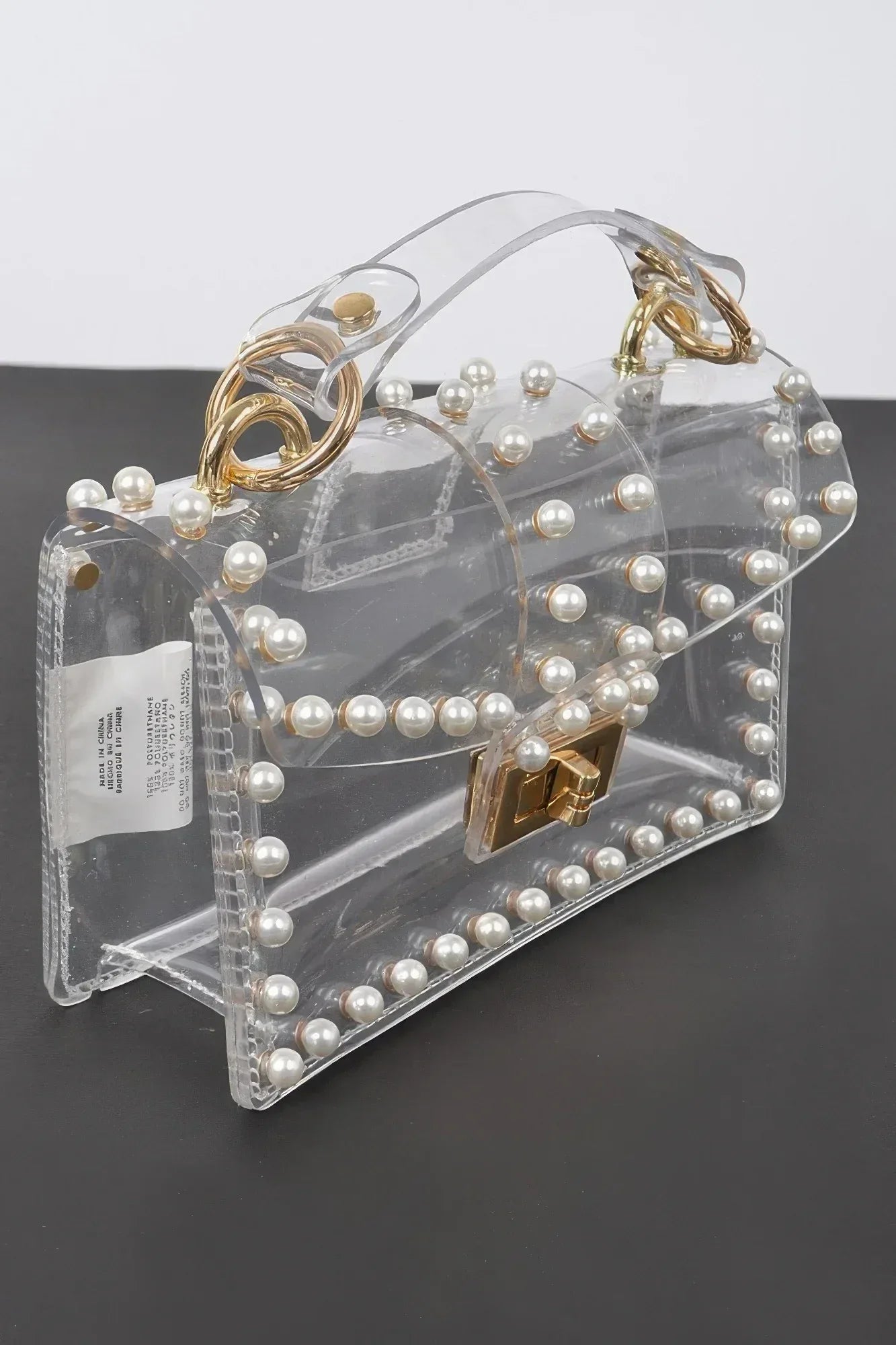 Transparent Single Handle Clutch W/faux Pearl Secondary image