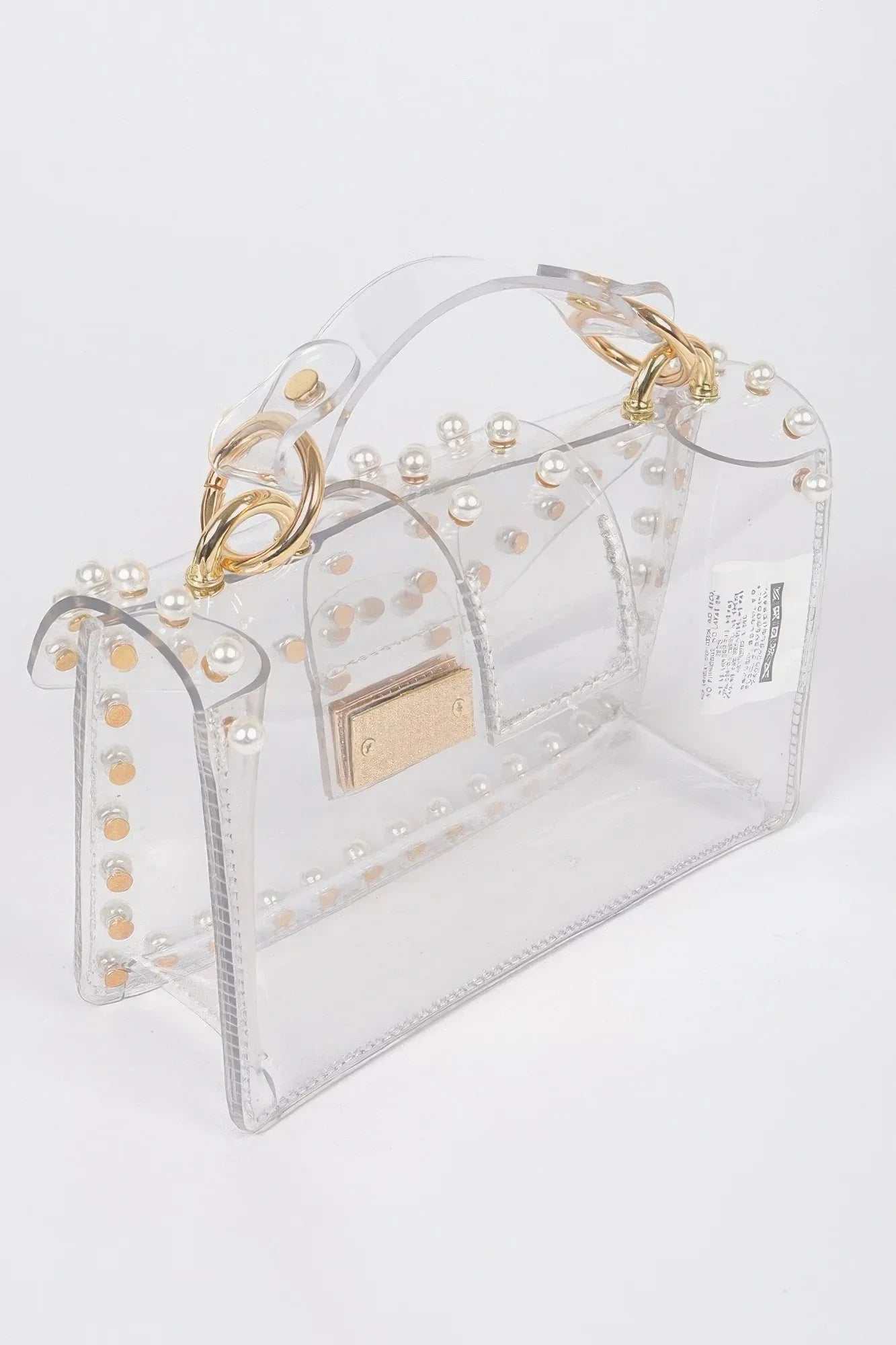 Transparent Single Handle Clutch W/faux Pearl | Mixtshop LLC