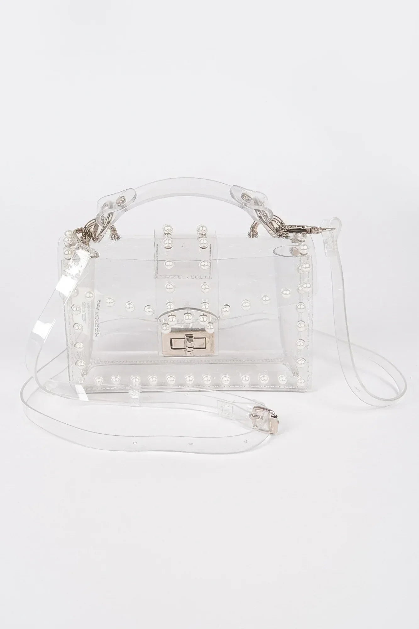 Transparent Single Handle Clutch W/faux Pearl | Mixtshop LLC