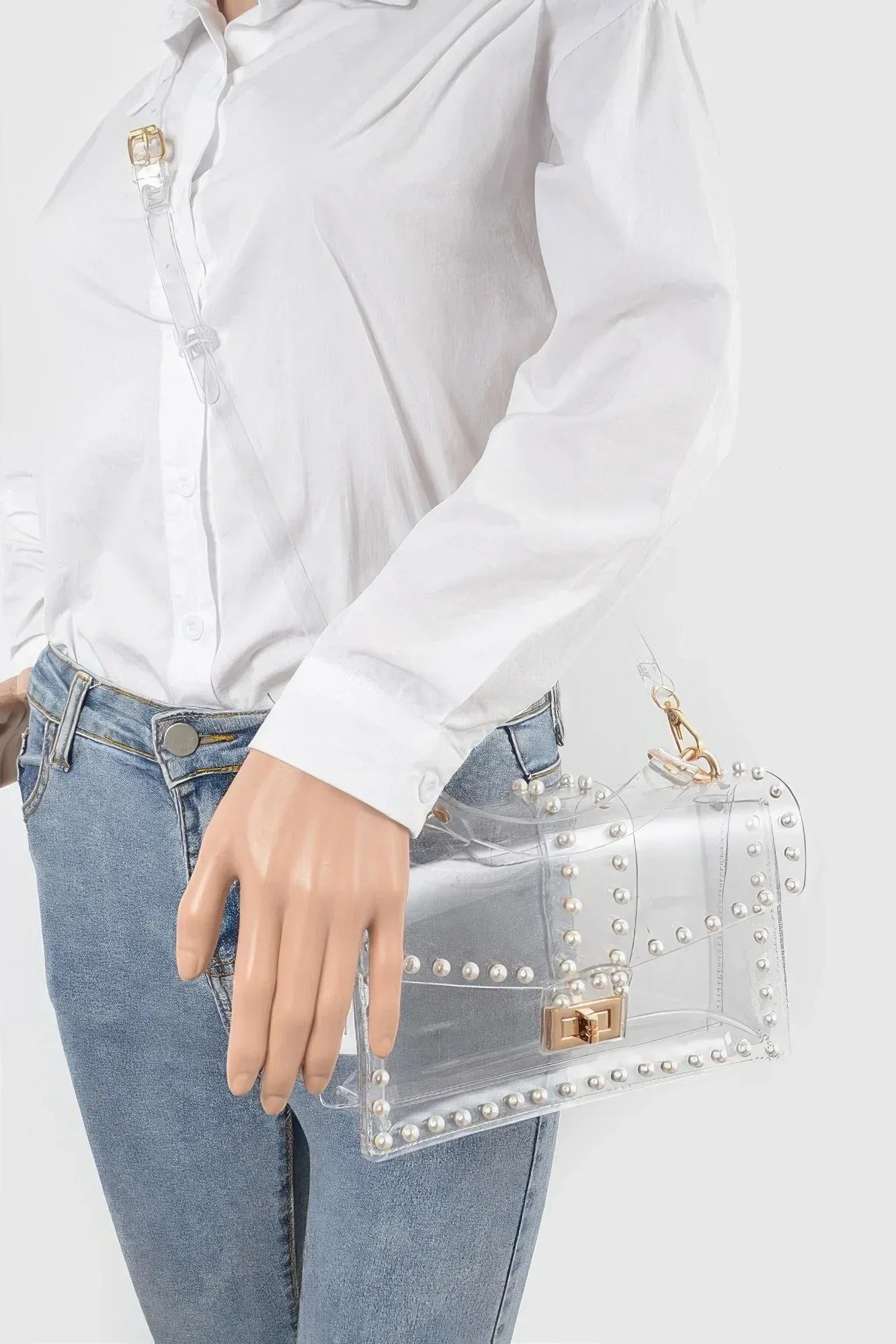 Transparent Clutch W/faux Pearl Secondary image
