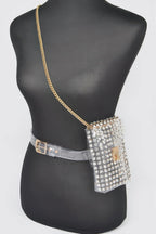 Rhinestone Clear Belt Bag W/chain | Mixtshop LLC