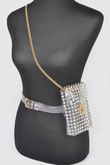 Rhinestone Clear Belt Bag W/chain | Mixtshop LLC