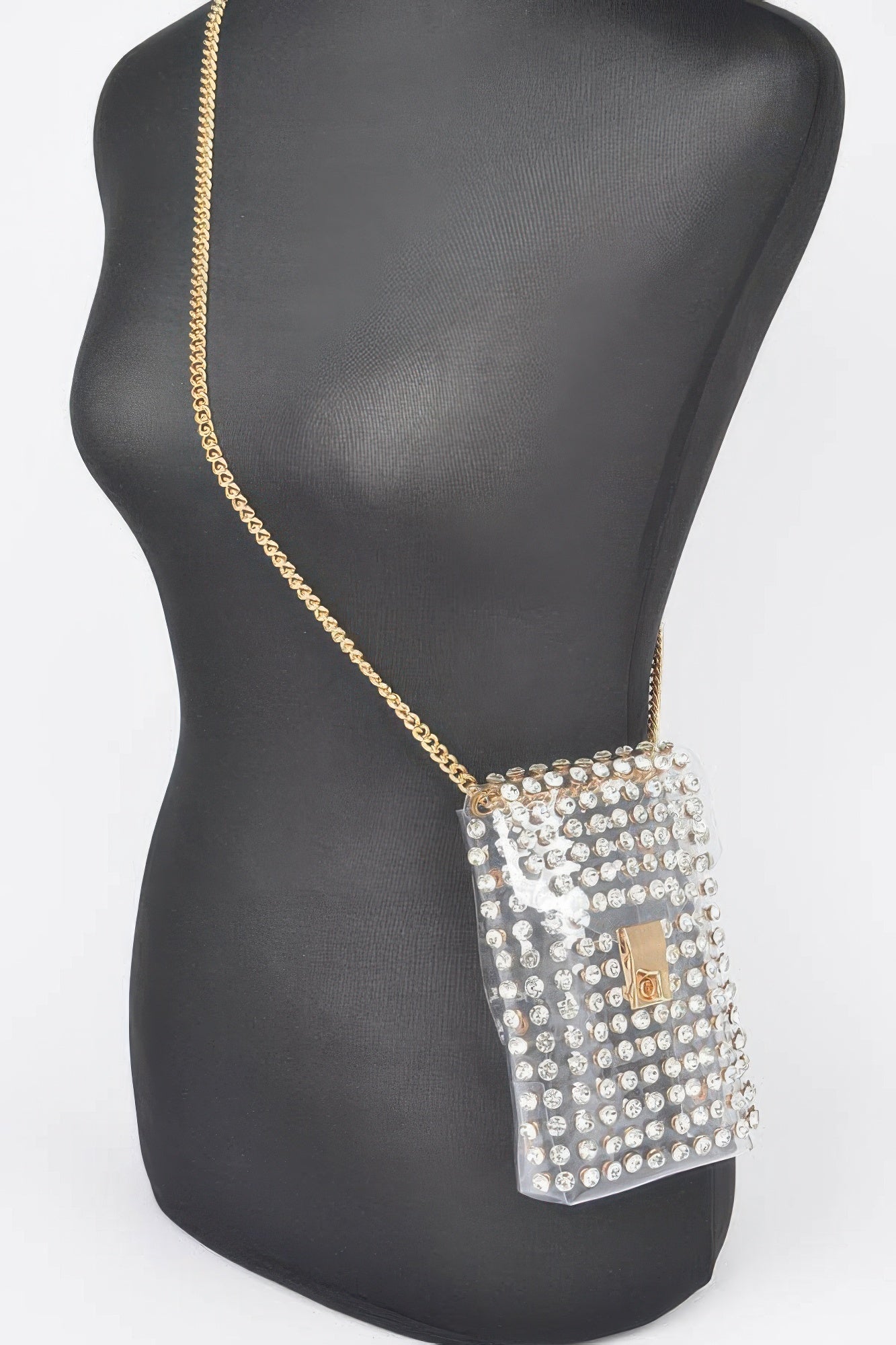 Rhinestone Clear Belt Bag W/chain | Mixtshop LLC