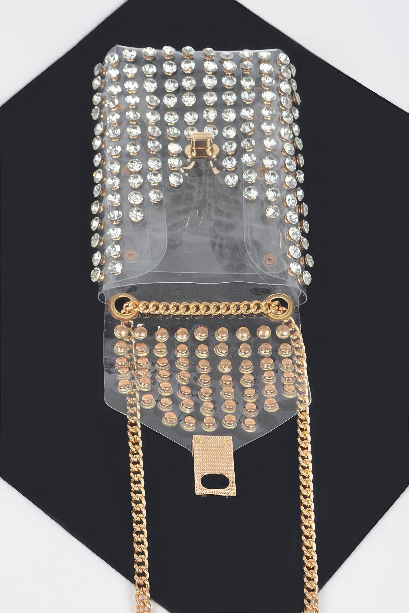 Rhinestone Clear Belt Bag W/chain | Mixtshop LLC