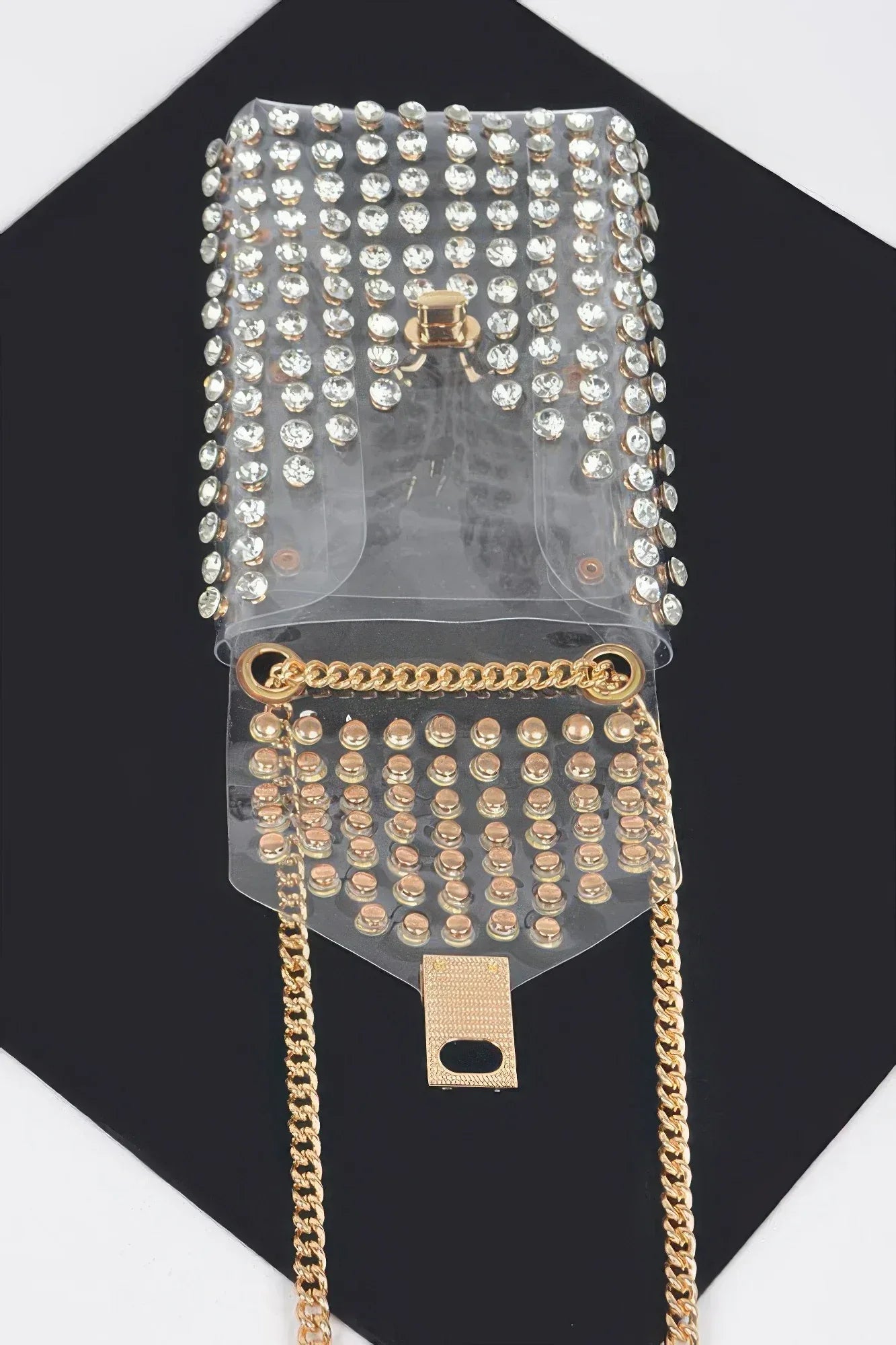 Rhinestone Clear Belt Bag W/chain | Mixtshop LLC