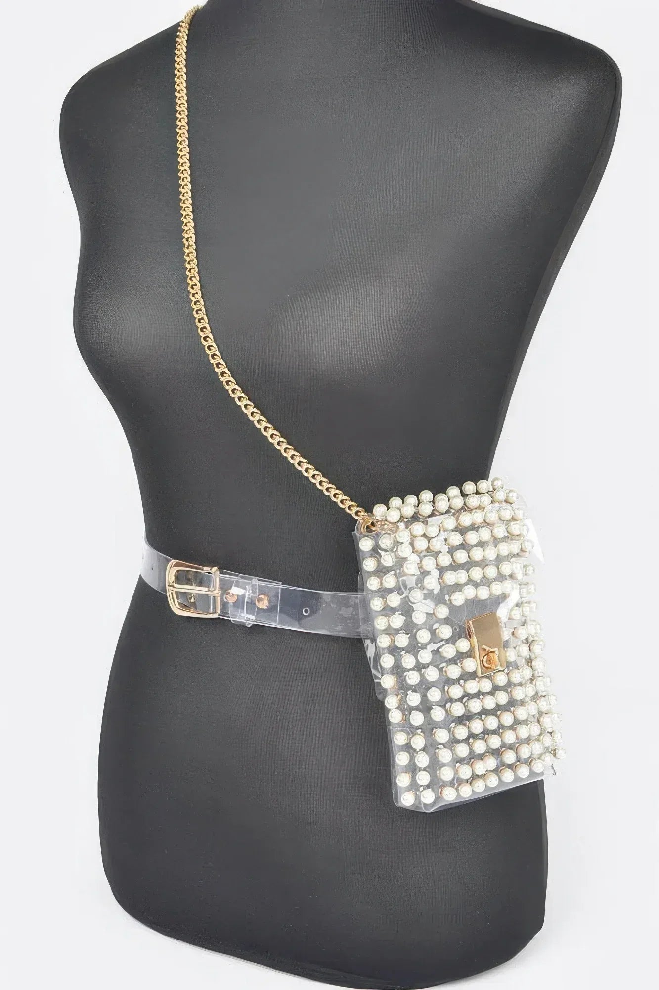 Rhinestone Clear Belt Bag W/chain | Mixtshop LLC