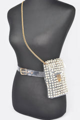 Rhinestone Clear Belt Bag W/chain | Mixtshop LLC