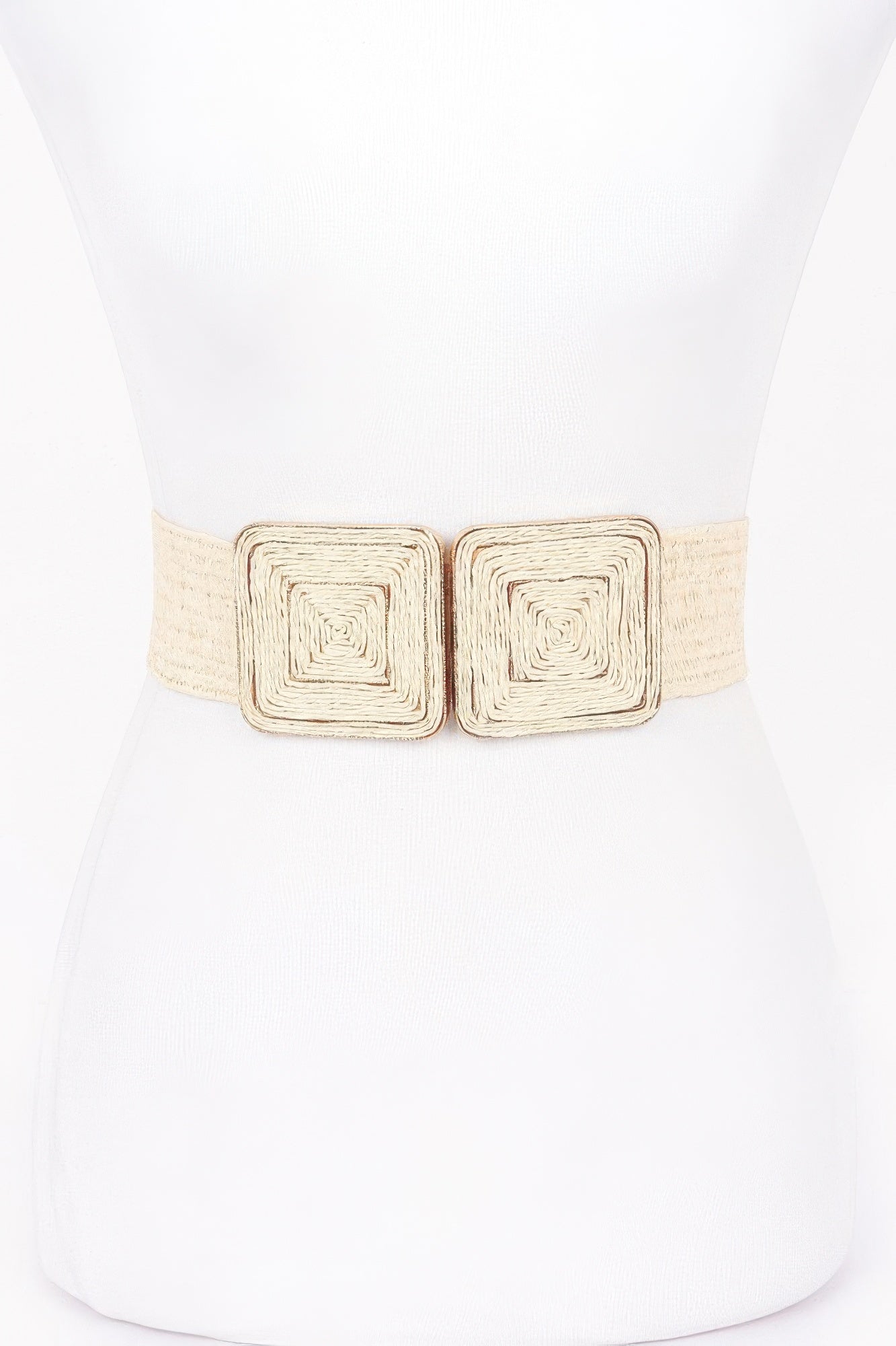 Faux Straw Two Buckle Elastic Belt | Mixtshop LLC