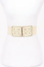 Faux Straw Two Buckle Elastic Belt | Mixtshop LLC
