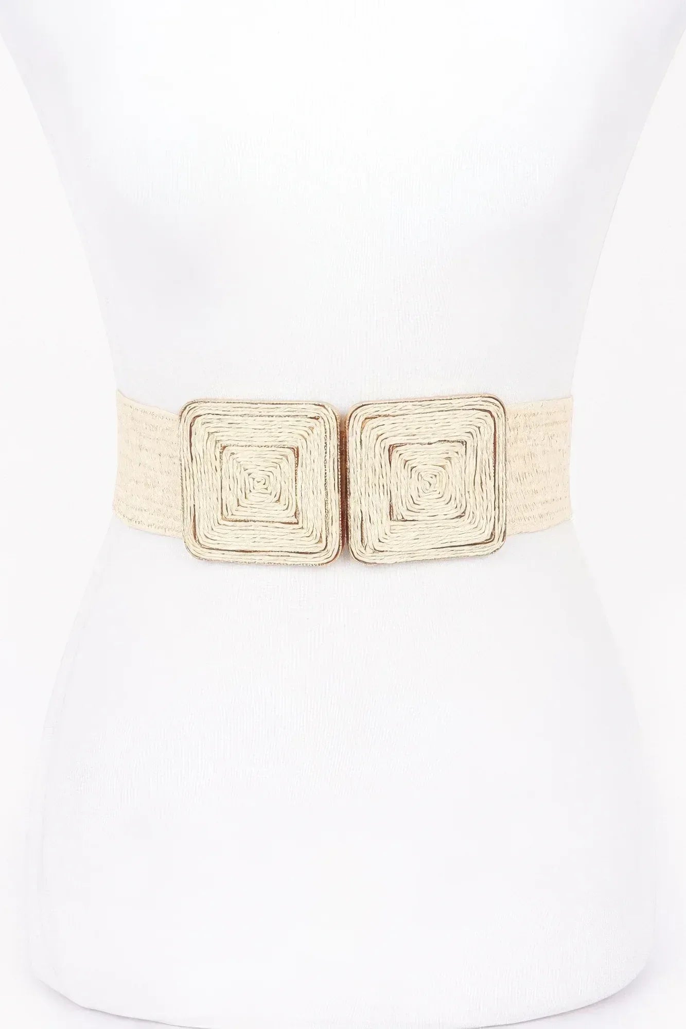Faux Straw Two Buckle Elastic Belt | Mixtshop LLC