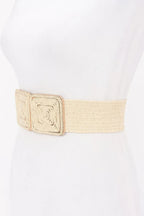 Faux Straw Two Buckle Elastic Belt | Mixtshop LLC