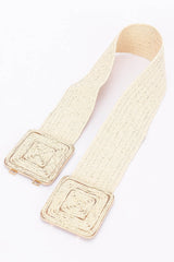 Faux Straw Two Buckle Elastic Belt | Mixtshop LLC