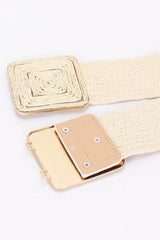 Faux Straw Two Buckle Elastic Belt | Mixtshop LLC