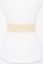 Faux Straw Two Buckle Elastic Belt | Mixtshop LLC