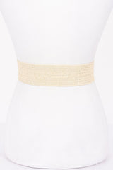 Faux Straw Two Buckle Elastic Belt | Mixtshop LLC