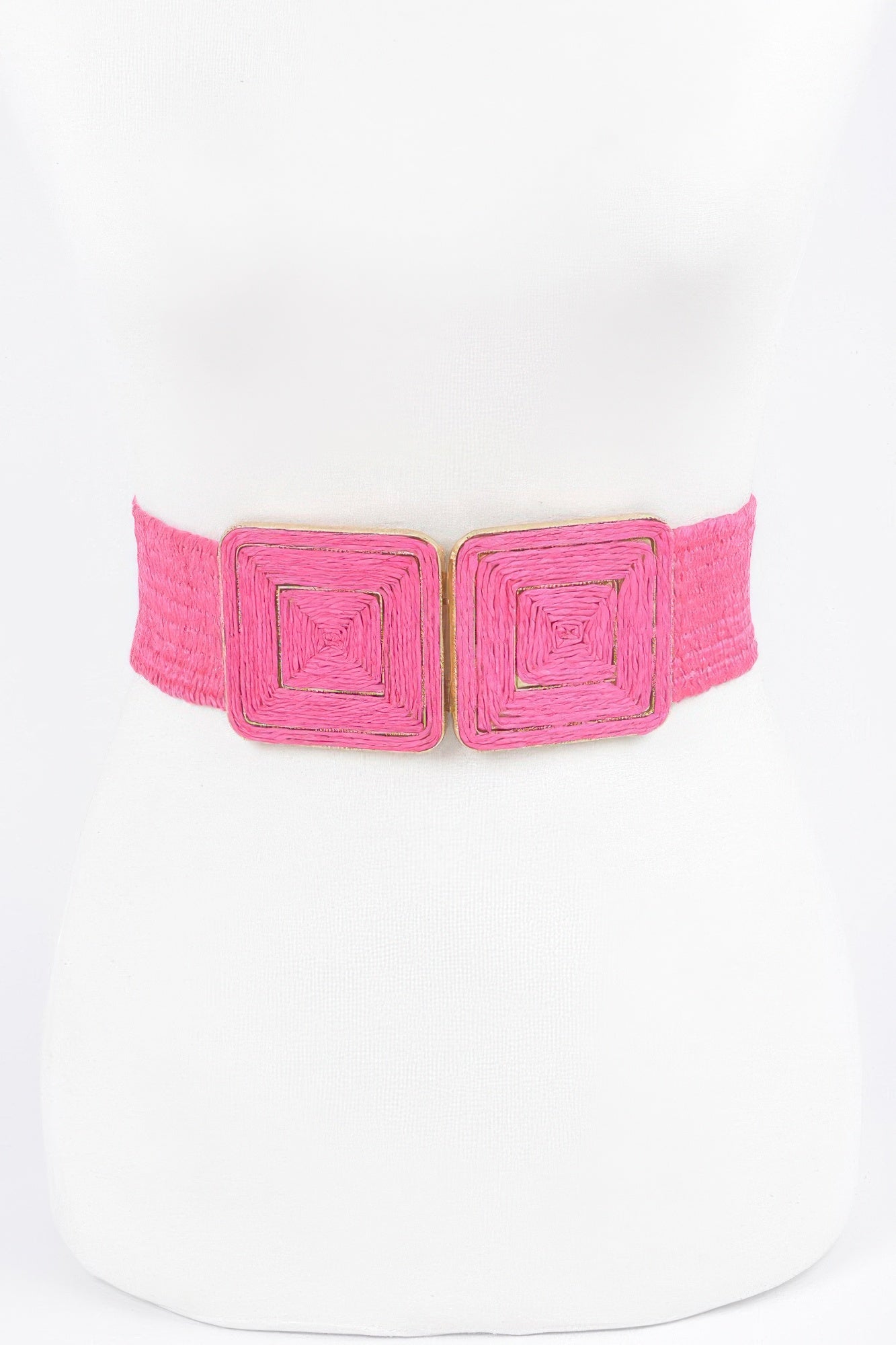 Faux Straw Two Buckle Elastic Belt | Mixtshop LLC