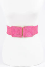 Faux Straw Two Buckle Elastic Belt | Mixtshop LLC