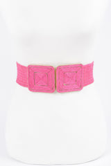 Faux Straw Two Buckle Elastic Belt | Mixtshop LLC