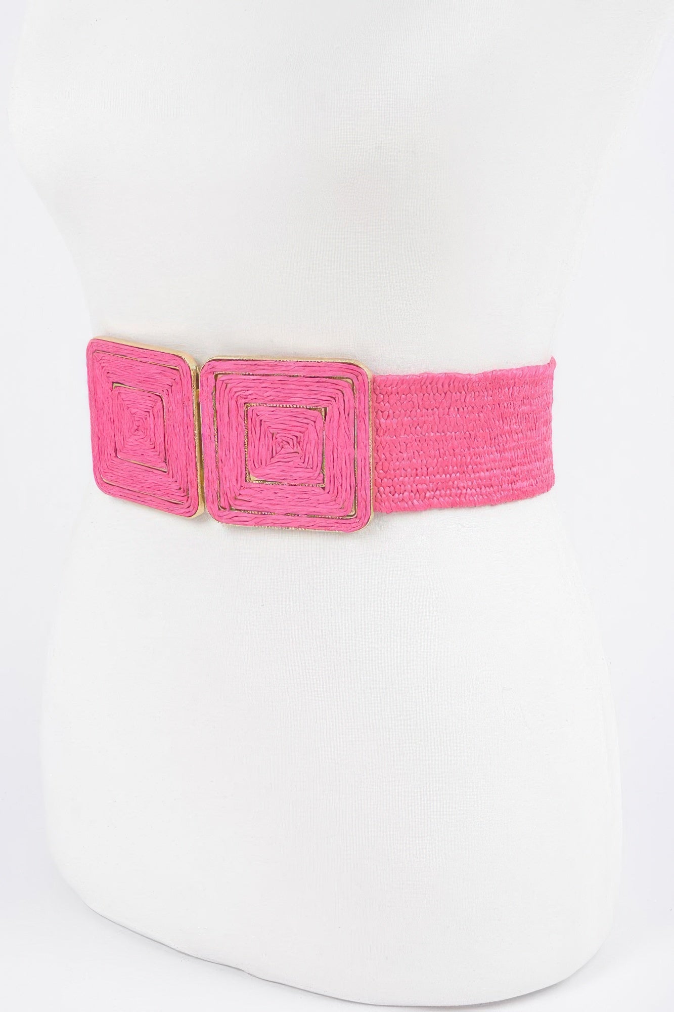Faux Straw Two Buckle Elastic Belt | Mixtshop LLC
