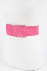Faux Straw Two Buckle Elastic Belt | Mixtshop LLC