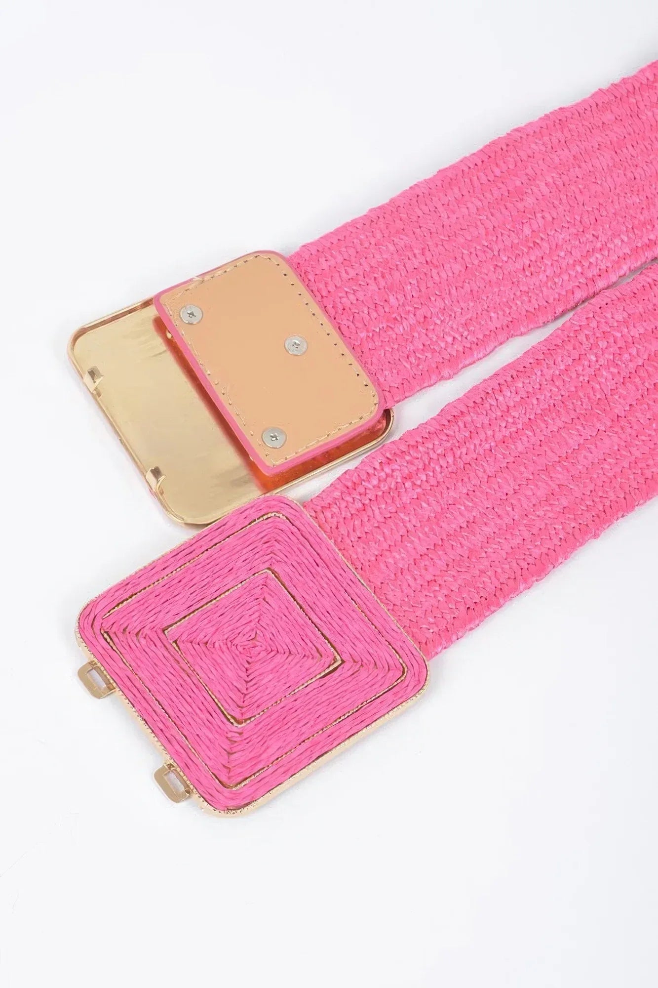 Faux Straw Two Buckle Elastic Belt | Mixtshop LLC
