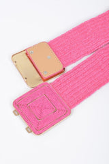 Faux Straw Two Buckle Elastic Belt | Mixtshop LLC
