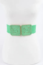 Faux Straw Two Buckle Elastic Belt | Mixtshop LLC
