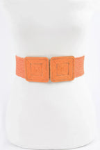 Faux Straw Two Buckle Elastic Belt | Mixtshop LLC