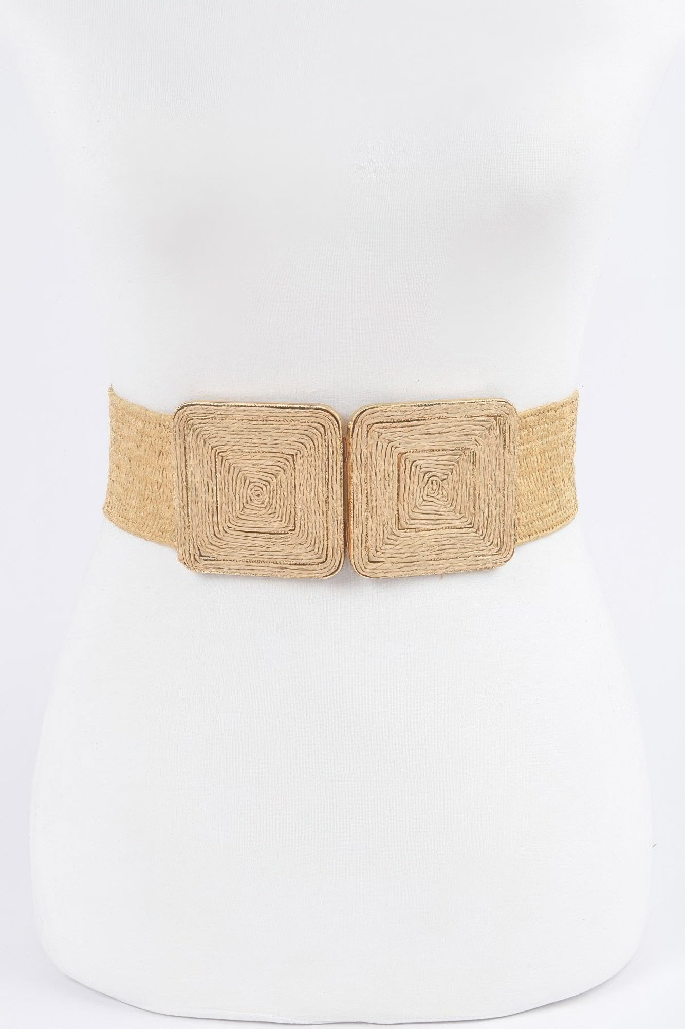 Faux Straw Two Buckle Elastic Belt | Mixtshop LLC
