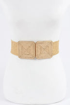 Faux Straw Two Buckle Elastic Belt | Mixtshop LLC