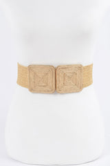 Faux Straw Two Buckle Elastic Belt | Mixtshop LLC
