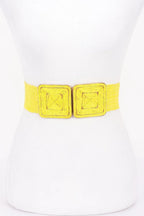 Faux Straw Two Buckle Elastic Belt | Mixtshop LLC