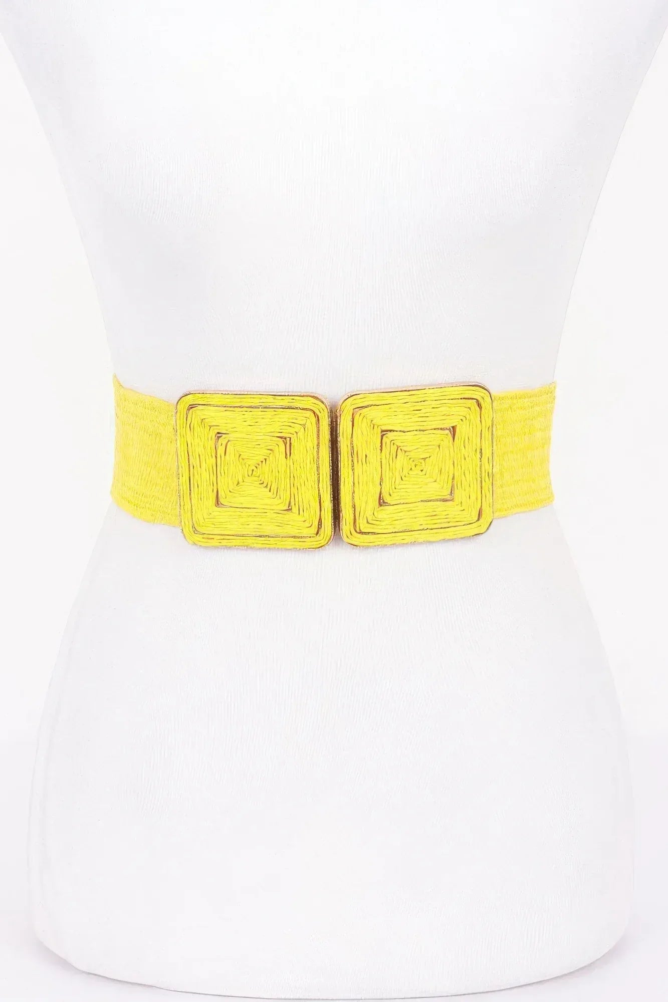 Faux Straw Two Buckle Elastic Belt | Mixtshop LLC