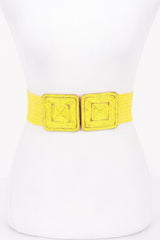 Faux Straw Two Buckle Elastic Belt | Mixtshop LLC
