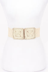 Faux Straw Two Buckle Elastic Belt | Mixtshop LLC